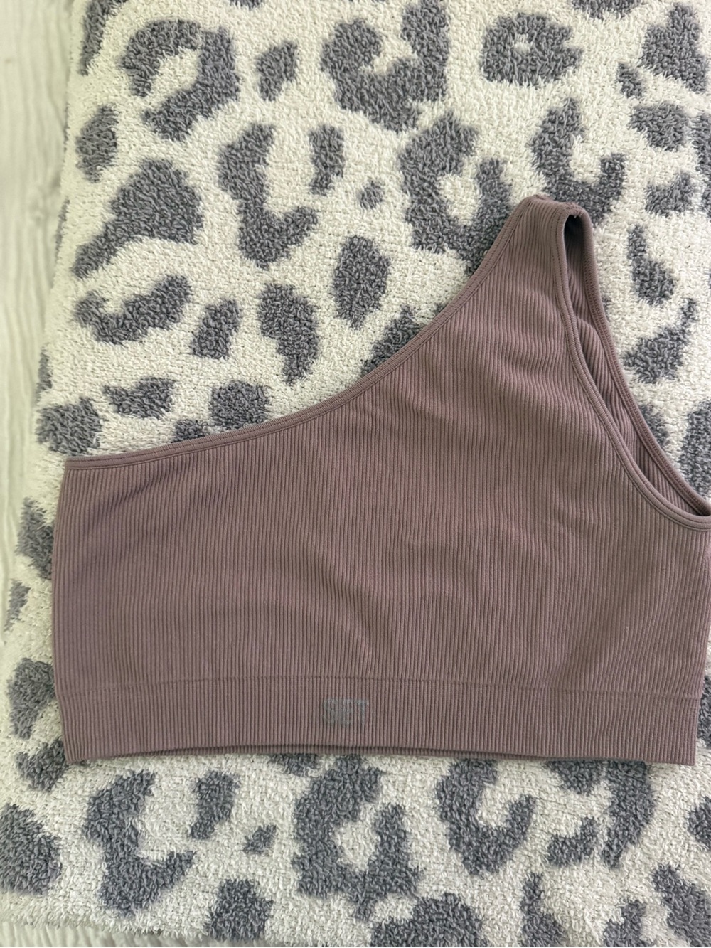 One-Shoulder Ribbed Crop Top in Mauve
